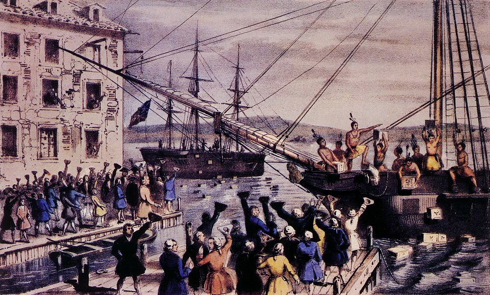 Historical illustration of the Boston Tea Party