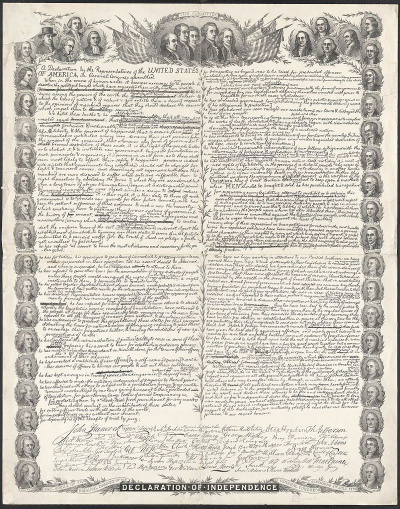 Engraved version of the Declaration of Independence