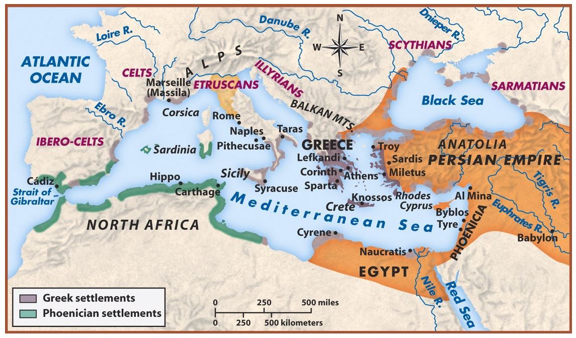 Map of Greek and Phoenician settlements